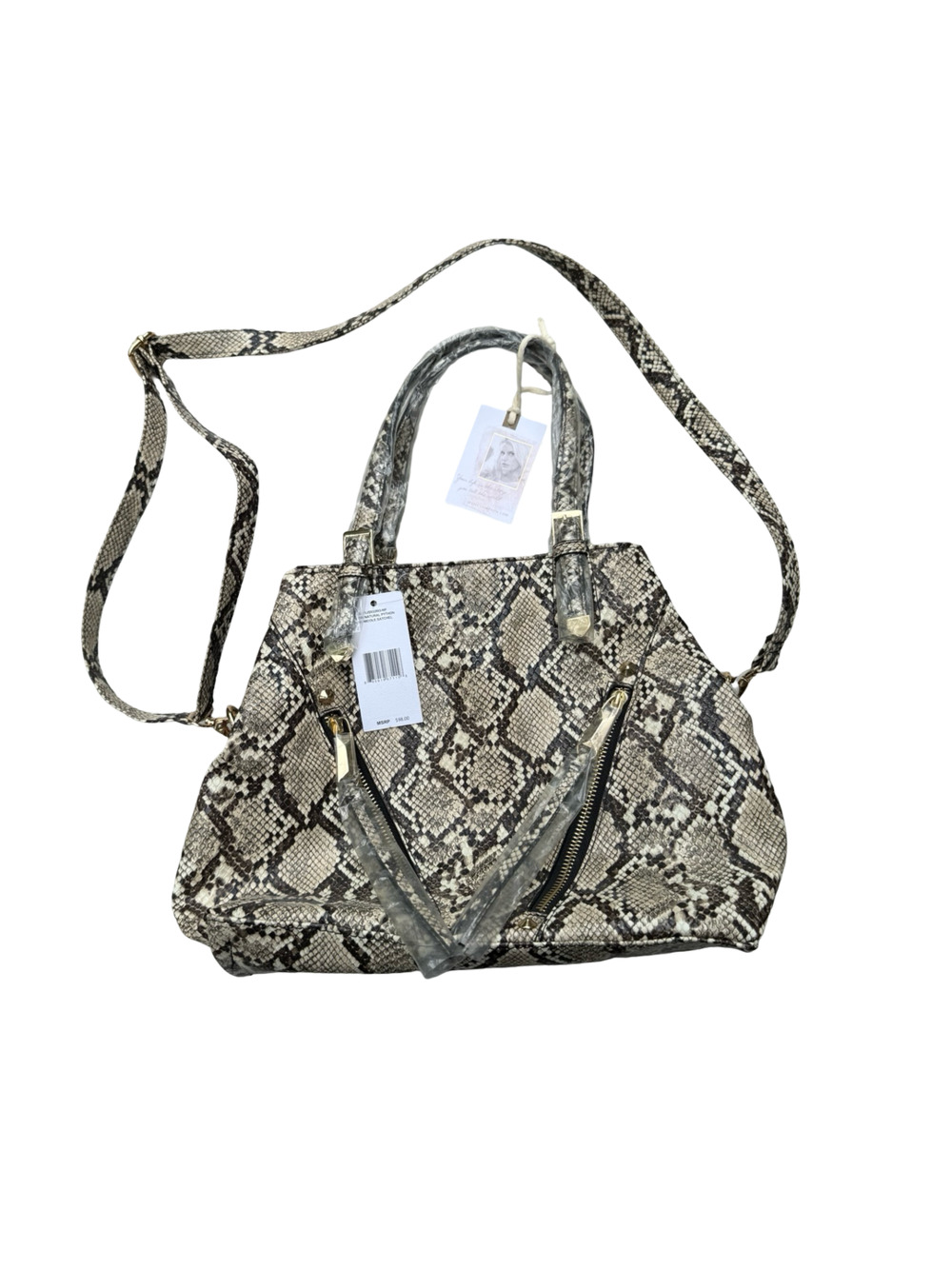Jessica Simpson Nicole Satchel Natural Python Handbag